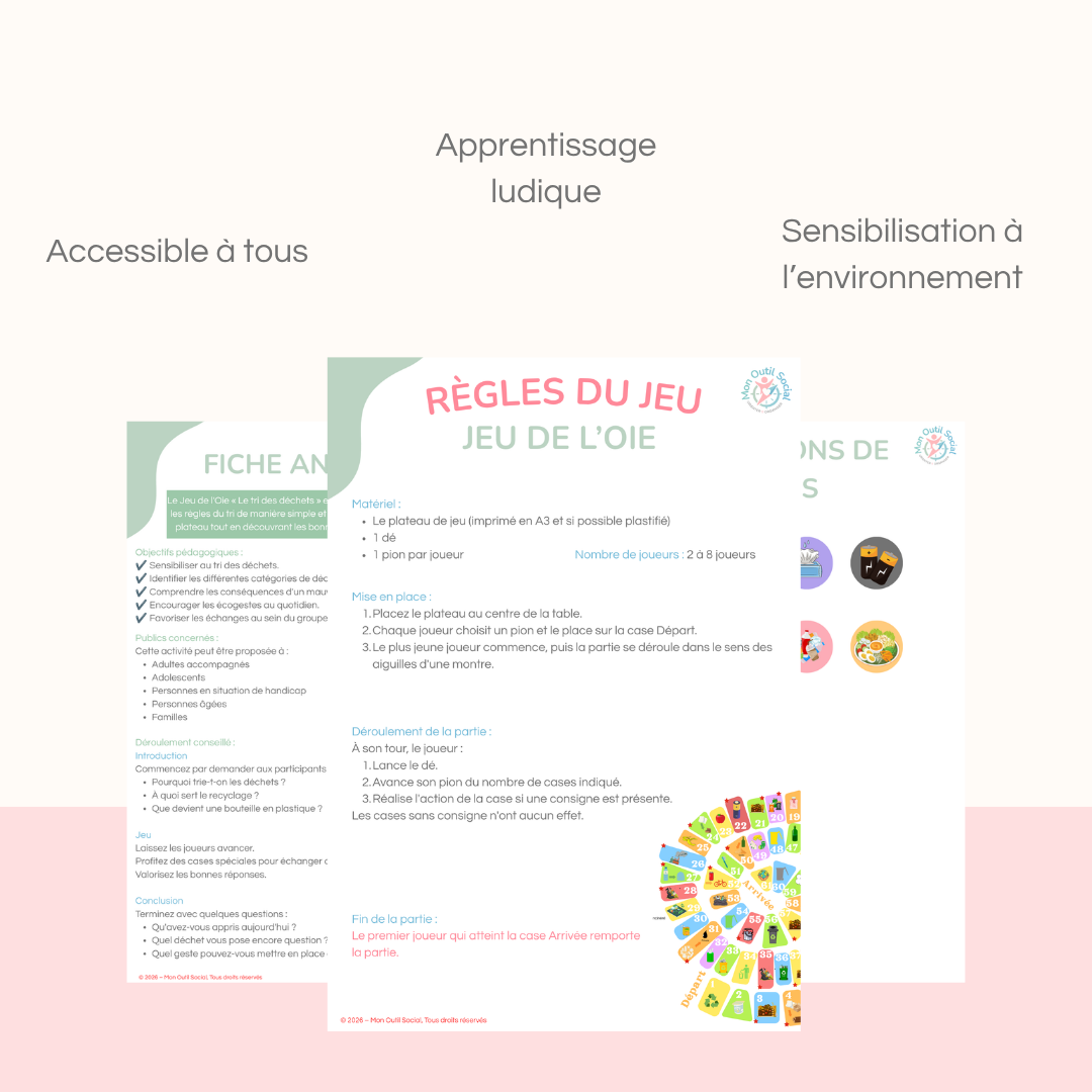 Jeu de l'oie - tri des déchets MON OUTIL SOCIAL
